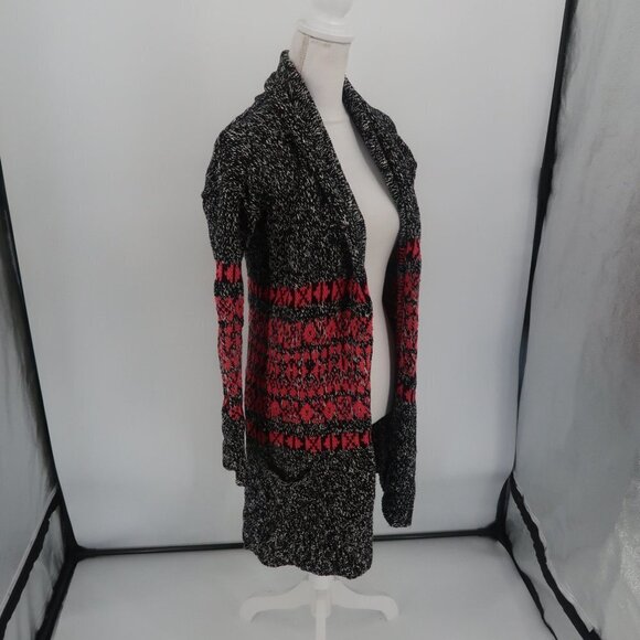 Express Black White Pink Marled Long Duster Style Sweater Size Small - Picture 3 of 8